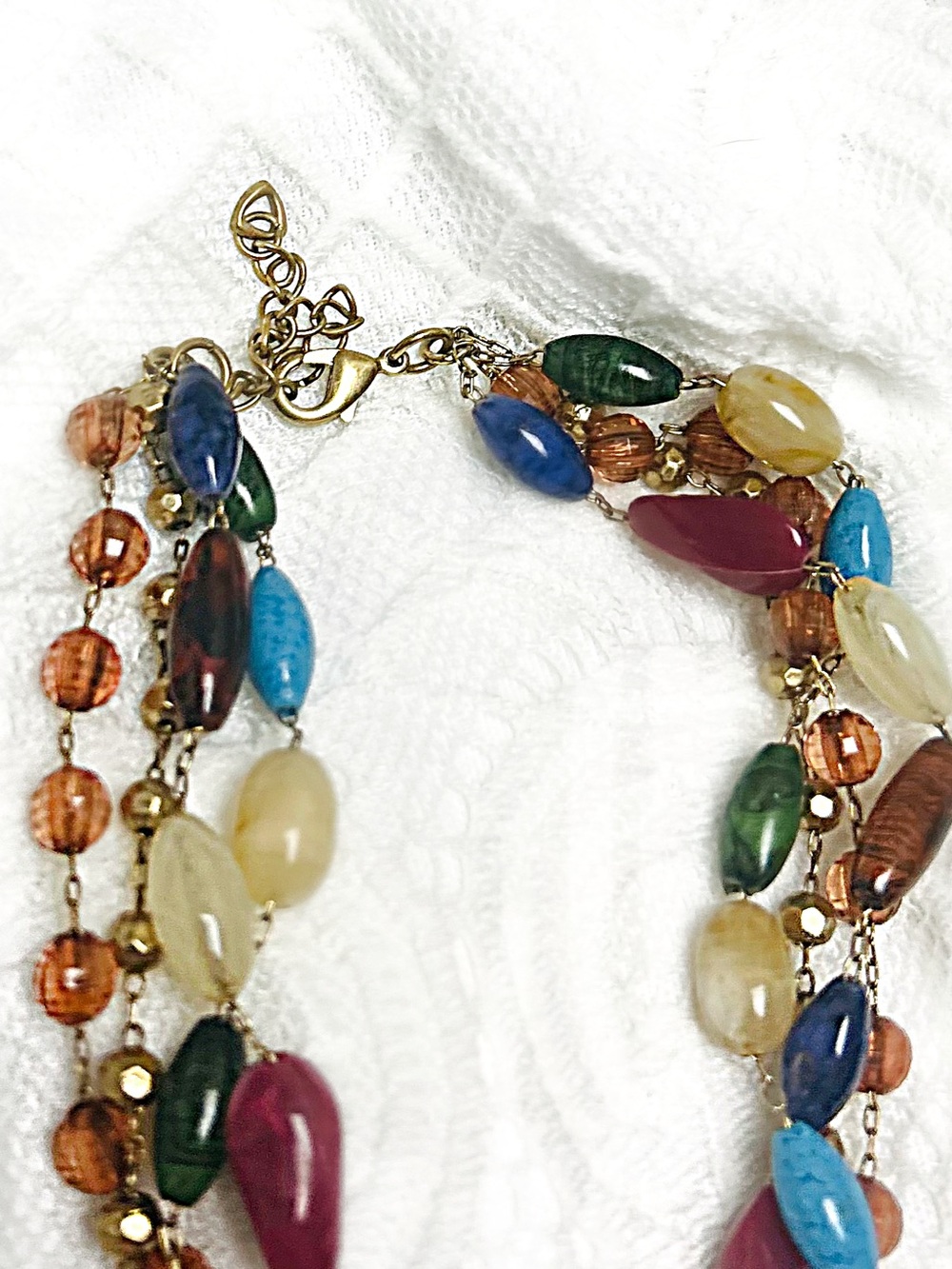 Multistrand Colorful Beaded Statement Necklace Floral Rose Pendant Boho - Picture 7 of 7